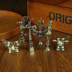 Tabletop Figurine Brass Sanxingdui bronze ware Statue Sculpture Home Decor Gift - Picture 1 of 17