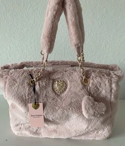 Bolso de Mano Juicy Couture Furry Friends Rosa Polvoriento Rubor Piel Sintética Viral Suave NUEVO - Imagen 1 de 17