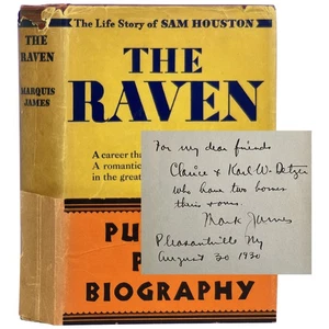 Marquis James / The Raven A Biography of Sam Houston Signed 1929 - Imagen 1 de 9