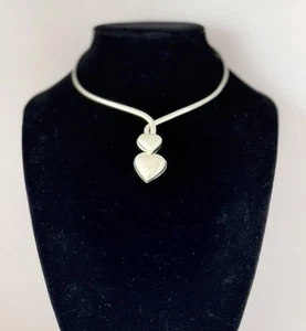 Vintage Handmade Silver Plated Heart Choker Collar Torque Necklace - Picture 1 of 5