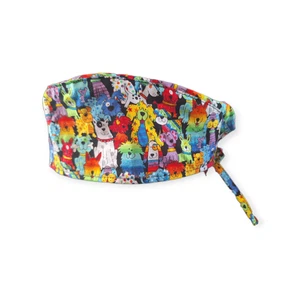 Colorful Dogs Tie Back Scrub hat/ cap 100% Cotton Surgical Medical - Picture 1 of 2