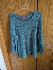 Woman Within 2X Variegated Teal Knitted Sweater - Picture 1 of 3