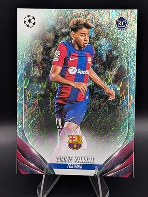 LAMINE YAMAL RC 2023-24 TOPPS UEFA UCL #64 Rookie Jade Foil Parallel SP - Image 1 of 4