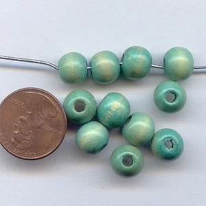 24 MADERA GENUINA TEÑIDA VERDE DE COLECCIÓN 8mm. CUENTAS REDONDAS SUAVES 571 - Imagen 1 de 1