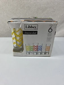 6er Set Libbey Chevron Shot 2oz Schnapsgläser. Regenbogen der Farben. Tolle Form - Bild 1 von 7