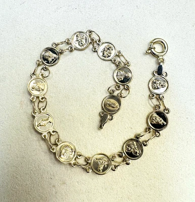 Brazalete medallón santo religioso oro amarillo macizo 10K 7,5" Foto 1 de 4