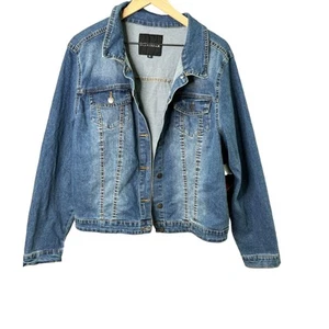 Beta House Women's Plus Size 2X Blue Denim Cotton Pocket Jacket SA0013JP-D - Picture 1 of 12