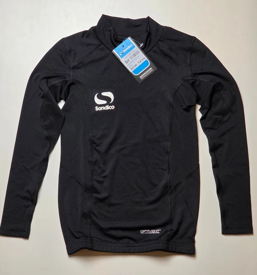 Sondico Boys Girls Compression Base Layer Mock Top Black US Size 8 - Image 1 of 4