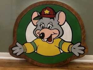 Wood Chuck E. Cheese Round Replica Sign  24”wide - Picture 1 of 10