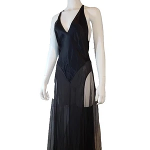 Victoria's Secret langes Nachthemd Seide Satin Slip Medium schwarz Kleid - Bild 1 von 4
