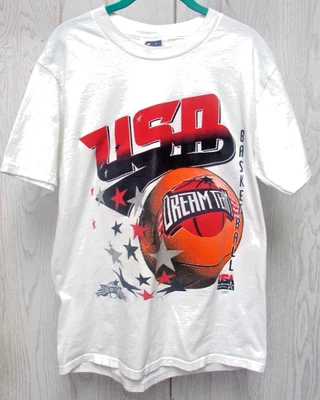 Camiseta Dream Team de EE. UU. Años 90 Blanca Roja Azul Baloncesto CSA Nuez moscada Talla L Foto 1 de 4