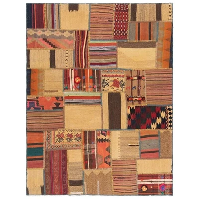 Kelim Patchwork 200x151 cm Handgewebter Perserteppich Kilim Wolle Rug Orient - Bild 1 von 4