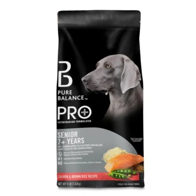 Receta de salmón y arroz integral Pure Balance Pro+ para personas mayores comida seca para perros, 8 libras Foto 1 de 4