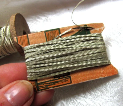 Antique Real Metal Embossed Thread Tinsel France French Fly Tying 10 yds #603 - Image 1 of 3