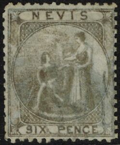 SG 3 NEVIS 1862 – 6d GREY-LILAC – USED
