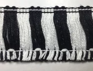 2" Baumwolle Kette Fransenborte - 18 durchgehende Yards - Farbe: schwarz/weiß - Bild 1 von 2