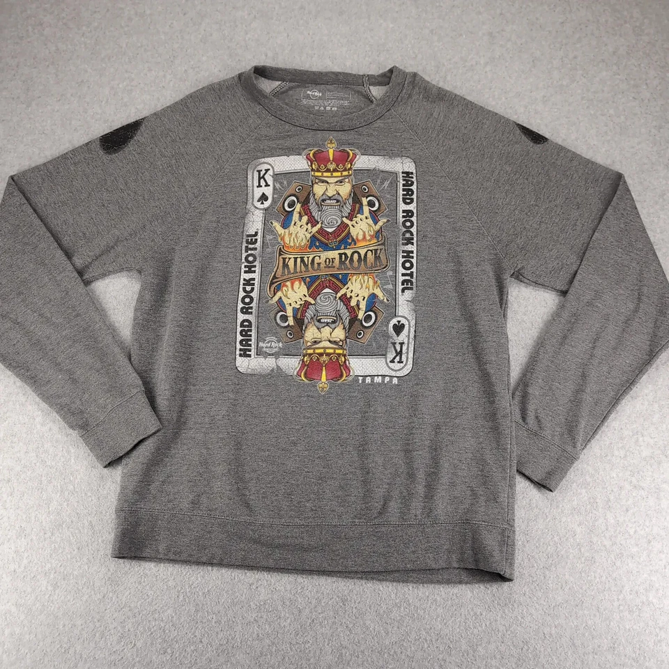 Suéter Hard Rock Hotel Para Hombres 2XL Gris Estampado Rey de la Roca Pullover Suéter Casino Foto 1 de 4