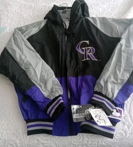 De colección Colorado Rockies Genuino MLB Pro Motion Cremallera Cortavientos Capucha L - Imagen 1 de 12