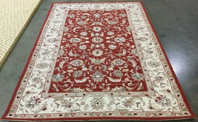 BURGUNDY / IVORY 5'-3" X 8'-3" Loose Thread Rug Reduced Price 1172656057 HK78B-5 - Image 1 of 4