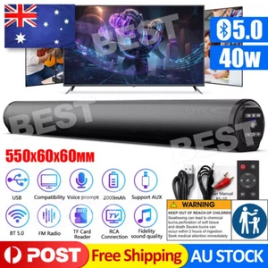 Home Theater Surround Speaker 40W Bluetooth 5.0 TV Soundbar Subwoofer w/Remote - Picture 1 of 9