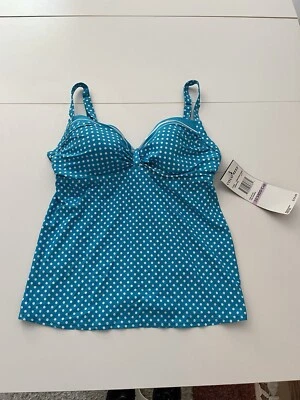 Coco Reef Blue Polka Dot Tankini 32/34 DD U-Wire Power Marina 408 Swimsuit - Image 1 of 4