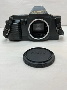 Canon T70 Black 35mm Multiple Program AE Dual Metering SLR Film Camera Body+Cap - Picture 1 of 14