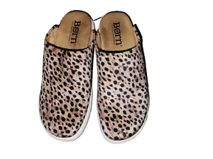 Born Zen Black Natural Cheetah Print Slip On Slides Comfort Mule 7 - Picture 1 of 5
