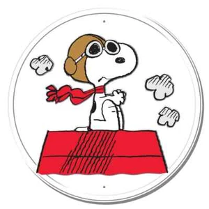 Snoopy Red Baron ROUND FULLY EMBOSSED Sign wall decor 11.75 " inch Made in USA - Picture 1 of 4
