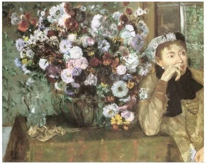 Decor Poster. Fine Graphic Art Design. Woman by flower pot paint. Wall Art. 1815 - Picture 1 of 1