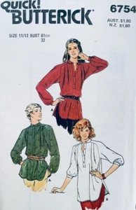EASY Butterick Pattern 6754 | Misses Shirt / Blouse | JT Sz 11/12 Bust 32" UNCUT - Picture 1 of 2