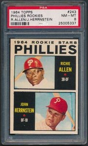 1964 Topps Phillies Rookies Rich "Dick" Allen / John Herrnstein #243 PSA 8 NM-MT