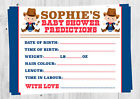 Personalised Baby Shower Prediction Cards, Baby Shower Game, Baby Boy, Cowboy.