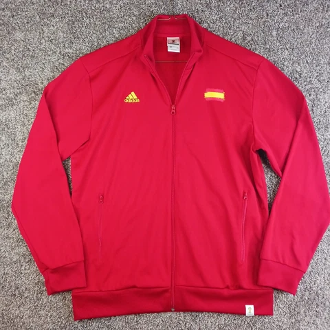 ADIDAS Track Jacket Mens Large Red 2014 BRAZIL Fifa World Cup Full Zip Casual Cover