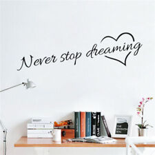 Never Stop Dreaming Quote Wall Decal Bedroom Removable Vinyl Home Stick  FT