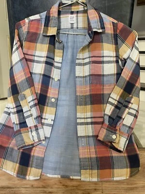 GAP KIDS Boys Blue I Red I Yellow Plaid Button Up Dress Shirt Top Small Sz 6-7 - Image 1 of 4