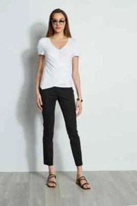 ELIE TAHARI Ruched Sleeve V-Neck Knit, White, Size Medium $148.00 - Picture 1 of 6