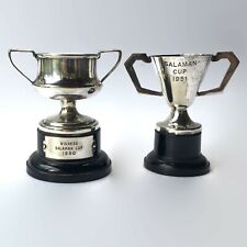 Vintage Silver Plated Sports Trophy Cups x2 1950s SALAMAN CUP Egerton Park CC