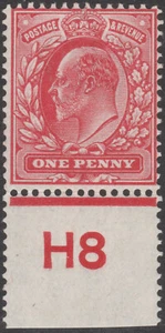 1902 DLR SG219n 1d SCARLET CONTROL H8 VARIETY DOT UNDER V UNMOUNTED MINT MNH - Picture 1 of 2