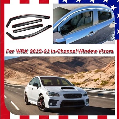 Para Subaru WRX 2015-2021 Visera de ventilación de ventana en canal Deflectores de protección contra viento de lluvia Foto 1 de 4