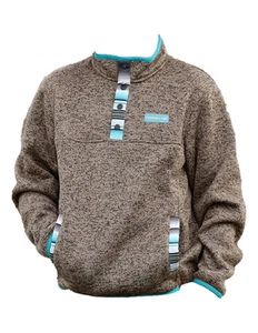 Cinch Western Sweatshirt Boys 1/4 Snap Sweater Knit S Brown MWK7330003 - Picture 1 of 1