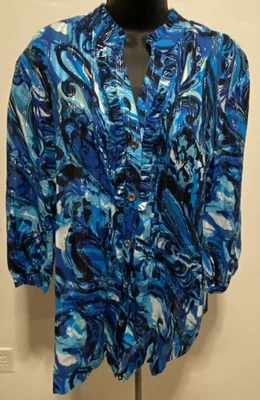 Блузка женская Emma James размер XL синяя с дизайном на пуговицах - Изображение 1 из 4