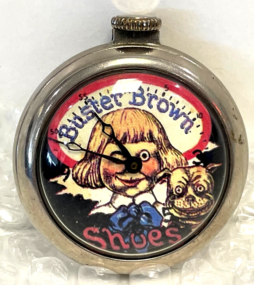 Reloj Bolsillo Zapatos Marrón Buster Vintage Todavía Ticks Foto 1 de 1
