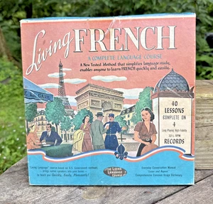 Vintage Living French Language Course 4 LP Records Français - Picture 1 of 24