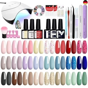 Phoenixy 24 Stk. U V Nagellack Set mit Lampe, Gelnägel Set mit Unterlack - Bild 1 von 8