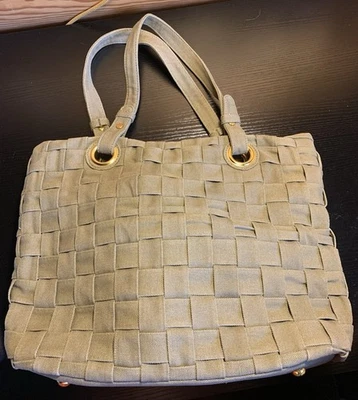 Bolso de hombro tejido cruzado de lona Big Buddha 16” X 12” verde oliva Foto 1 de 4