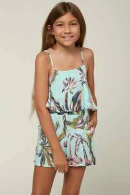 O'NEILL HELINA BEACH TANK ROMPER GIRLS TROPICAL TURQUOISE SIZE LARGE 12-14 - Image 1 of 2
