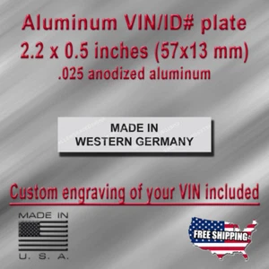 Replacement Volkswagen "MADE IN WESTERN GERMANY" Tag Free Shipping - Picture 1 of 2