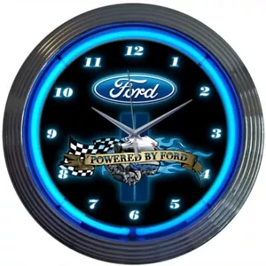 Licensed Ford 15" Neon Hanging Wall Clock 8PWDFORD - Picture 1 of 1