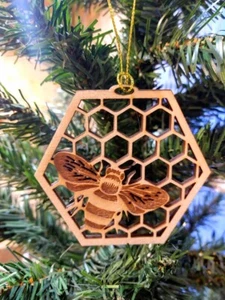 Holz Biene und Waben Ornament - Bild 1 von 1