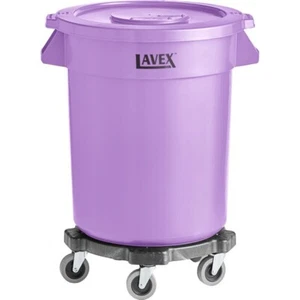 20 Gallon Purple Round Trash Can Container with Lid and Dolly For Commercial Use - Picture 1 of 10